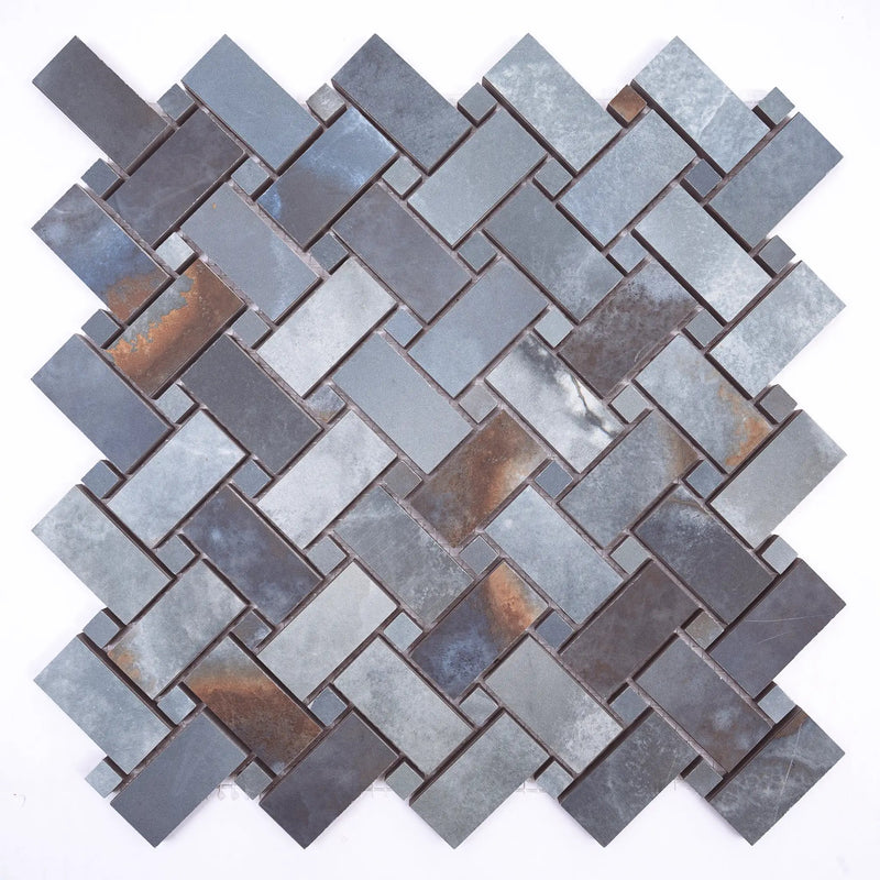 Blue 12x12 Matte Basketweave Porcelain Mosaic Tile (5 pack, 4.84 sq ft/case) by Apollo Tile