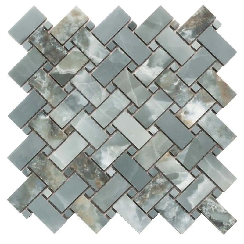 Green 12x12 Matte Basketweave Porcelain Mosaic Tile (5 pack, 4.84 sq ft/case) by Apollo Tile
