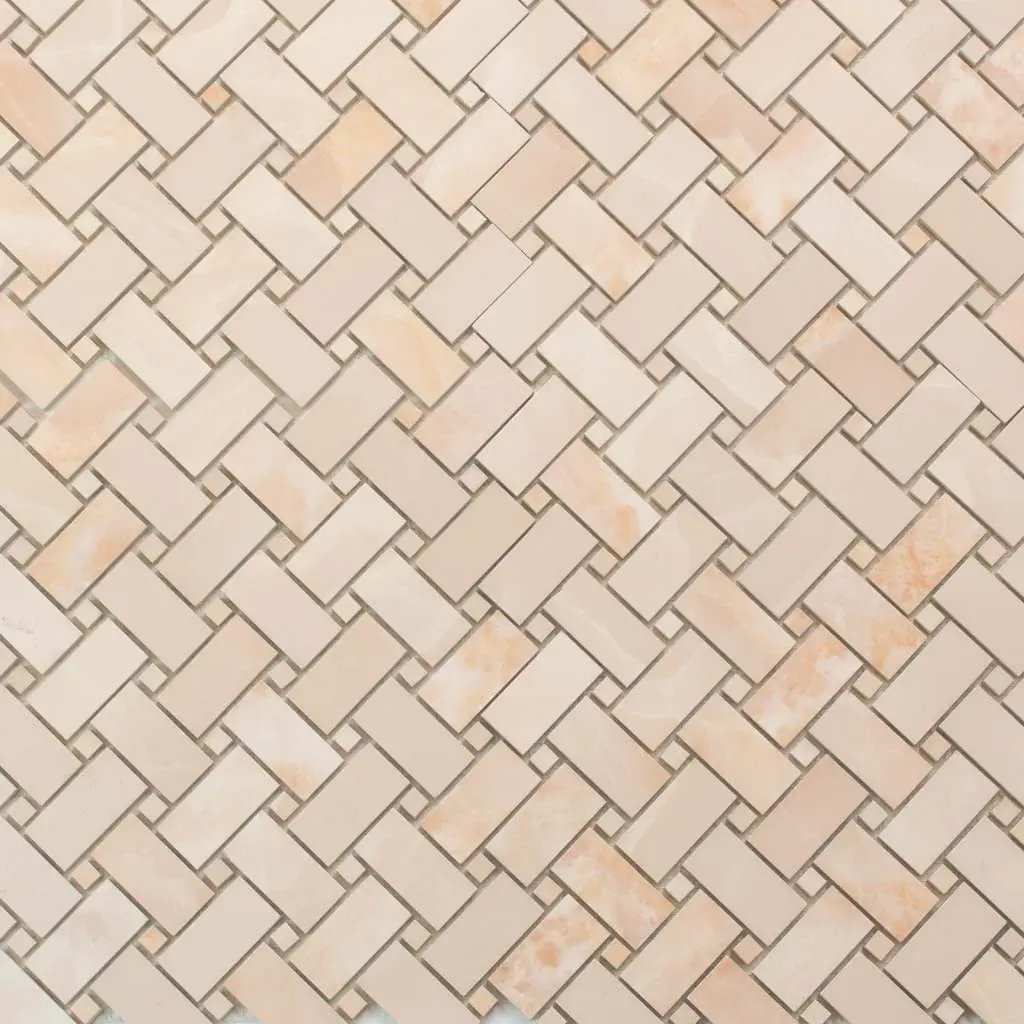 Crepe Pink 12x12 Matte Basketweave Porcelain Mosaic Tile (5 pack, 4.84 sq ft/case)