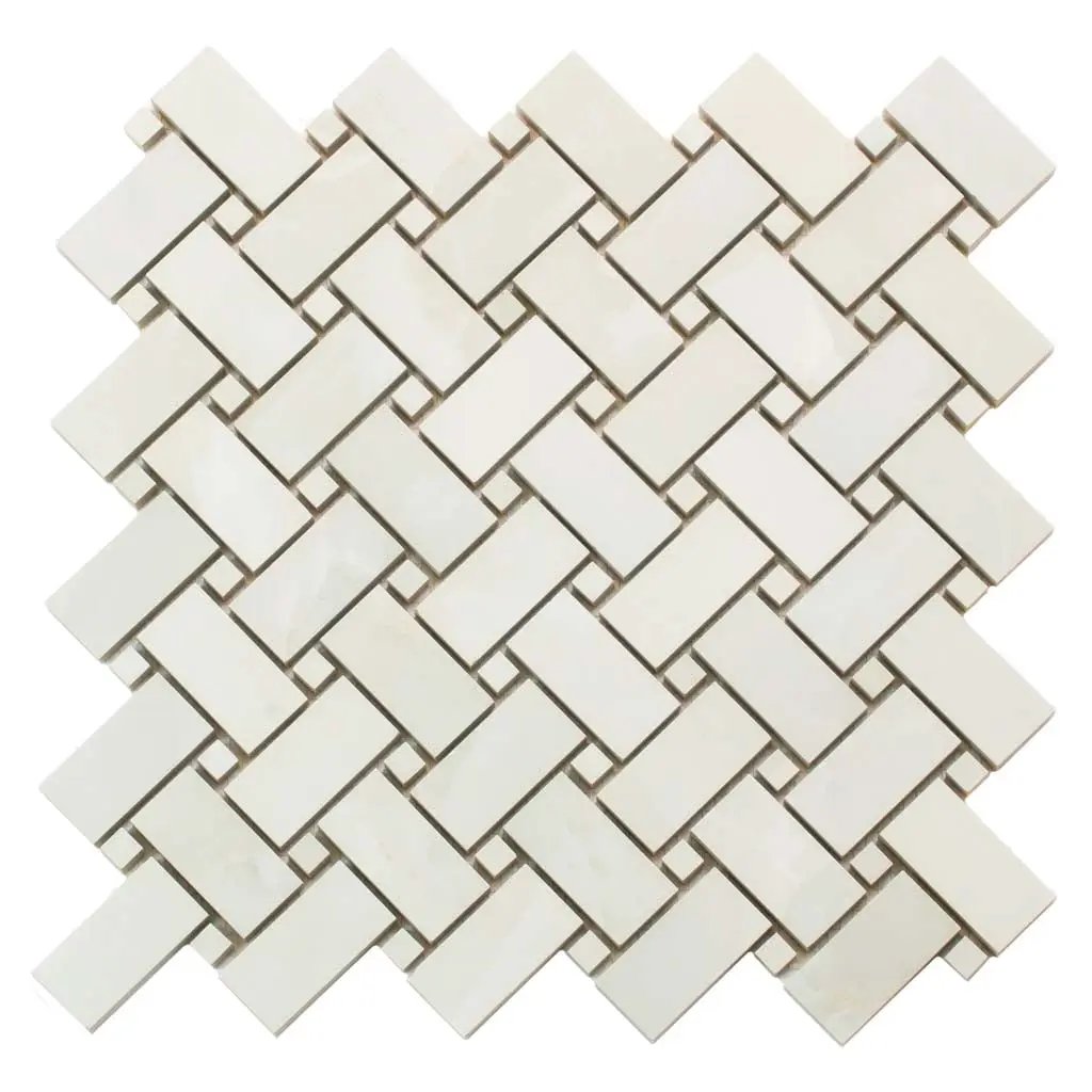 Alabaster White 12x12 Matte Basketweave Porcelain Mosaic Tile (5 pack, 4.84 sq ft/case) by Apollo Tile