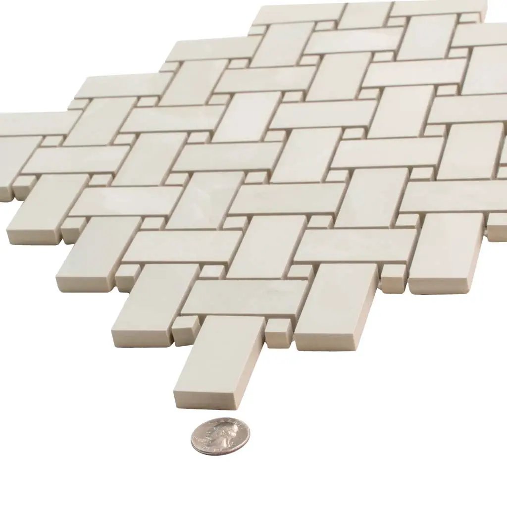 Alabaster White 12x12 Matte Basketweave Porcelain Mosaic Tile (5 pack, 4.84 sq ft/case) by Apollo Tile