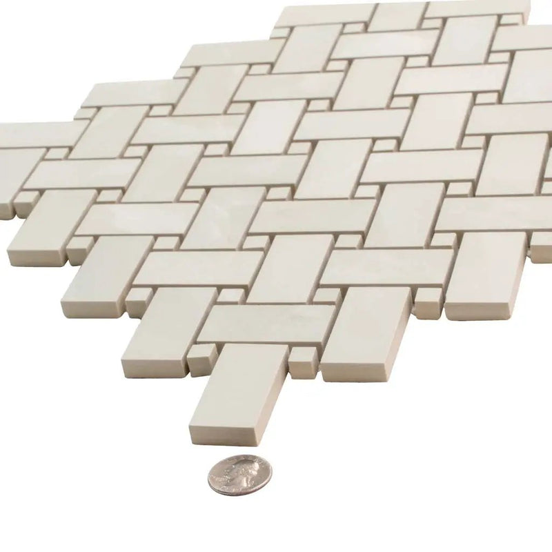 Alabaster White 12x12 Matte Basketweave Porcelain Mosaic Tile (5 pack, 4.84 sq ft/case) by Apollo Tile