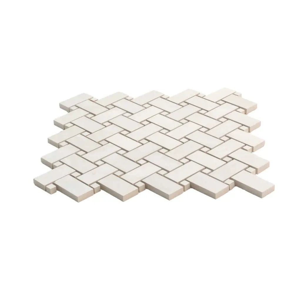 Alabaster White 12x12 Matte Basketweave Porcelain Mosaic Tile (5 pack, 4.84 sq ft/case) by Apollo Tile