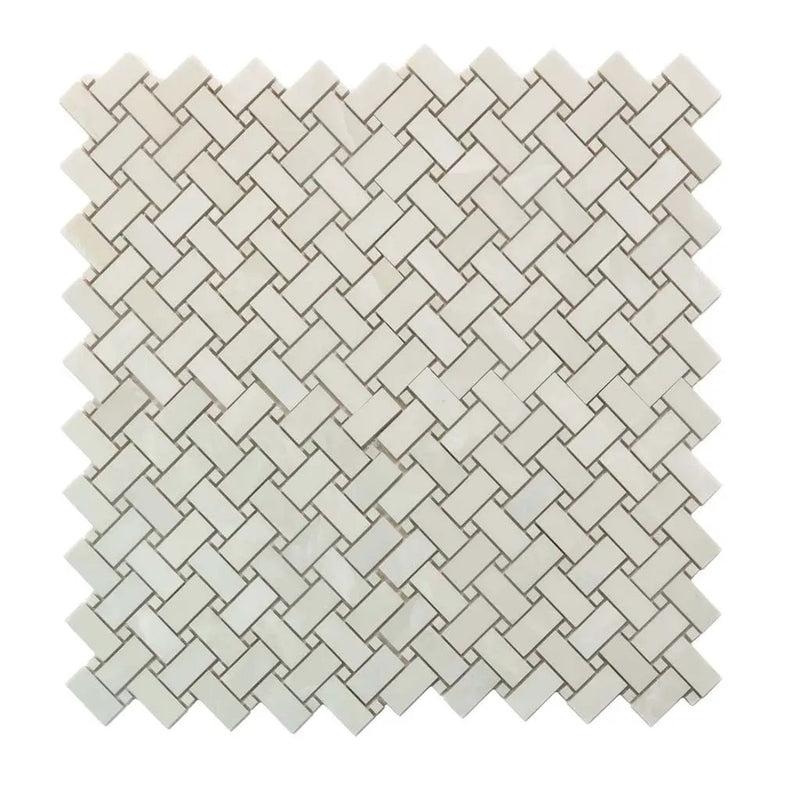 Alabaster White 12x12 Matte Basketweave Porcelain Mosaic Tile (5 pack, 4.84 sq ft/case) by Apollo Tile