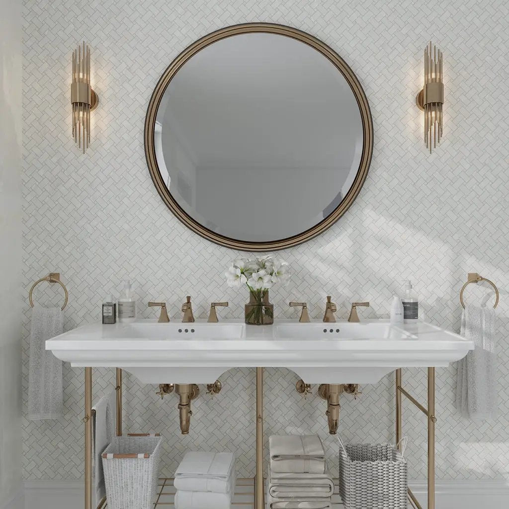 Alabaster White 12x12 Matte Basketweave Porcelain Mosaic Tile (5 pack, 4.84 sq ft/case) by Apollo Tile