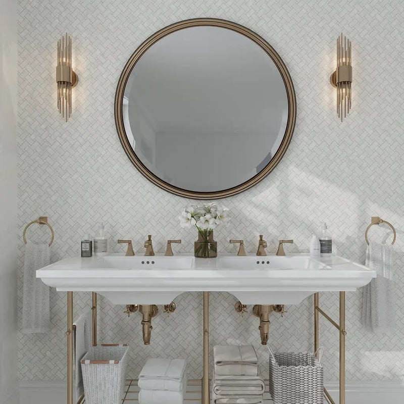 Alabaster White 12x12 Matte Basketweave Porcelain Mosaic Tile (5 pack, 4.84 sq ft/case) by Apollo Tile