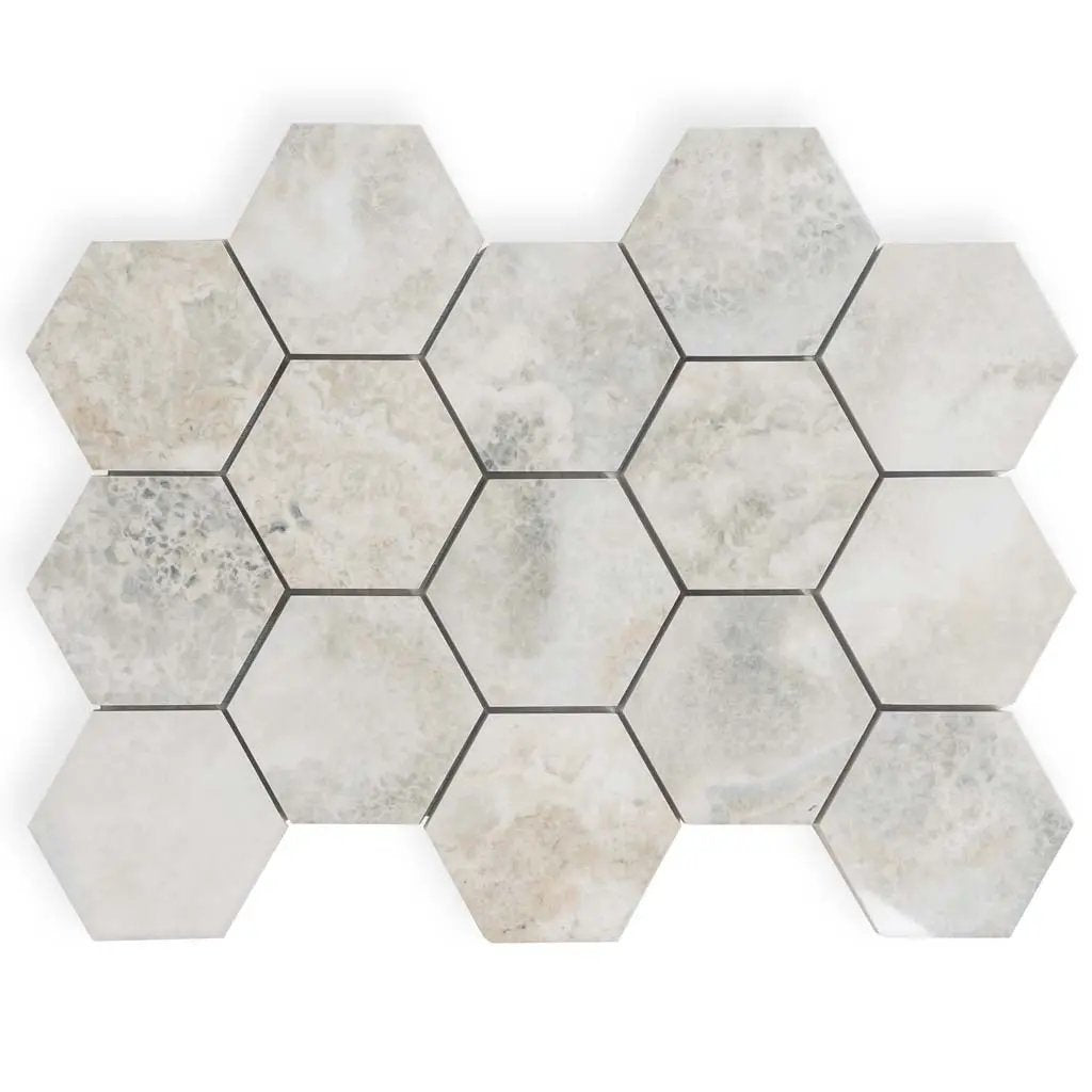 Light Taupe Beige 9x13 Polished Hexagon Porcelain Mosaic Tile (9 pack, 7.09 sq ft/case) by Apollo Tile