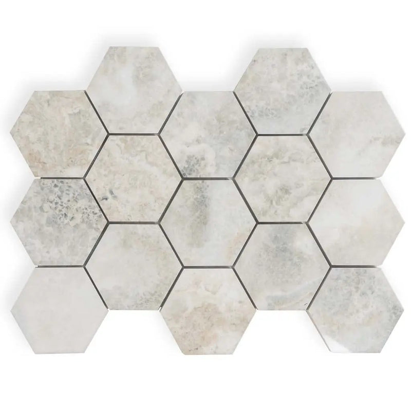 Light Taupe Beige 9x13 Polished Hexagon Porcelain Mosaic Tile (9 pack, 7.09 sq ft/case) by Apollo Tile