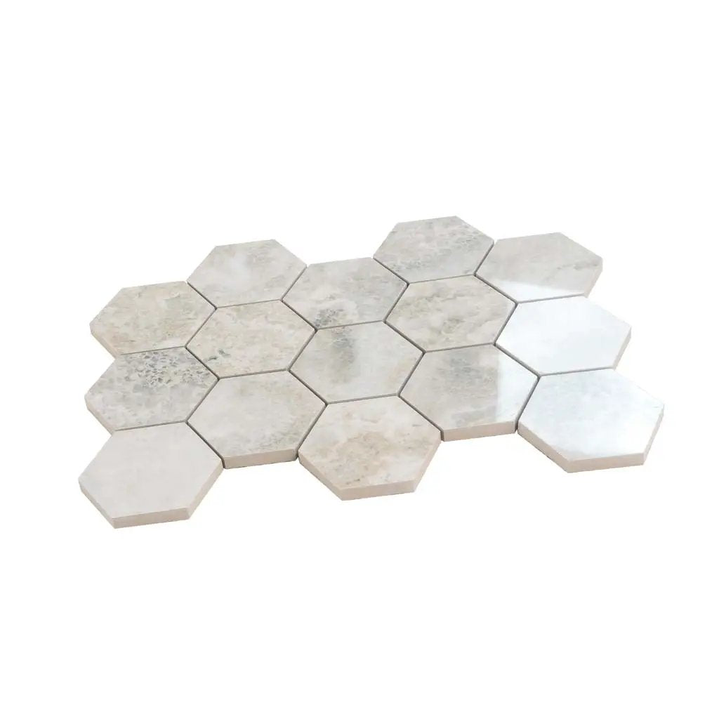Light Taupe Beige 9x13 Polished Hexagon Porcelain Mosaic Tile (9 pack, 7.09 sq ft/case) by Apollo Tile