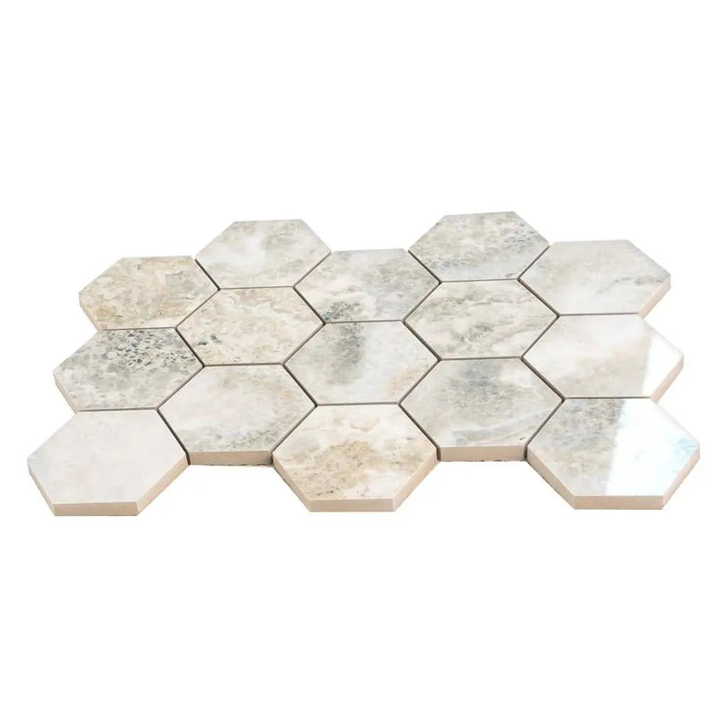 Light Taupe Beige 9x13 Polished Hexagon Porcelain Mosaic Tile (9 pack, 7.09 sq ft/case) by Apollo Tile