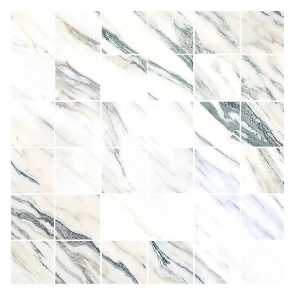 Ivory White Green Vein 12x12 Polished Square Porcelain Mosaic Tile (11 pack, 10.65 sq ft/case)