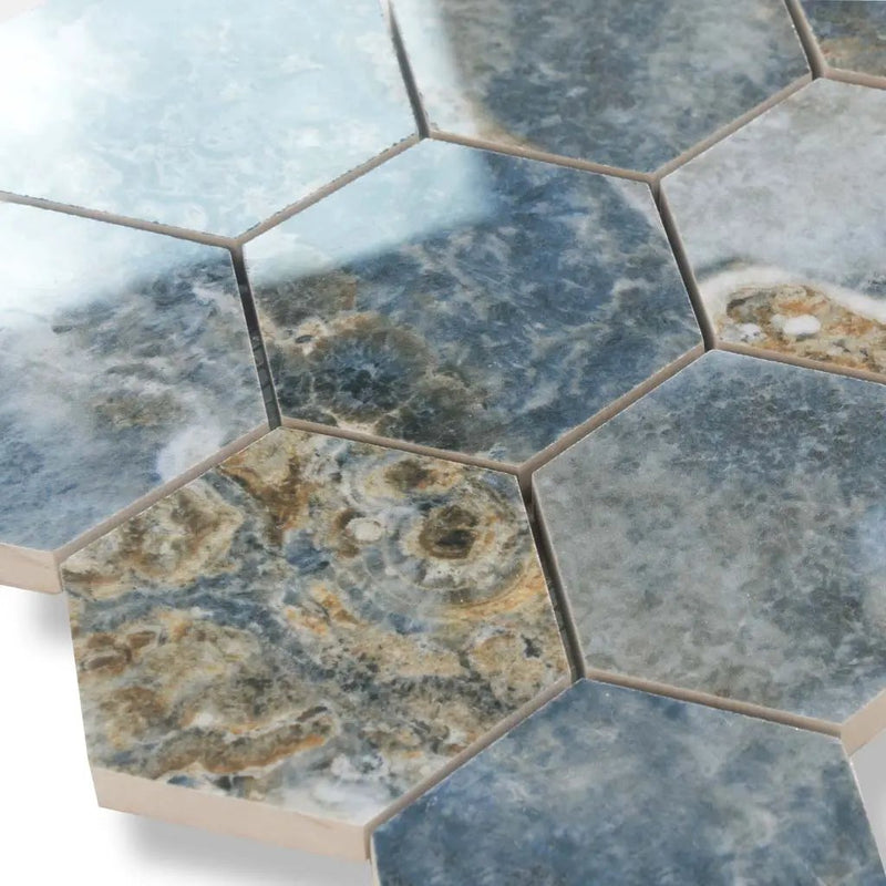 Hale Navy 9x13 Polished Hexagon Porcelain Mosaic Tile (9 pack, 7.09 sq ft/case) by Apollo Tile