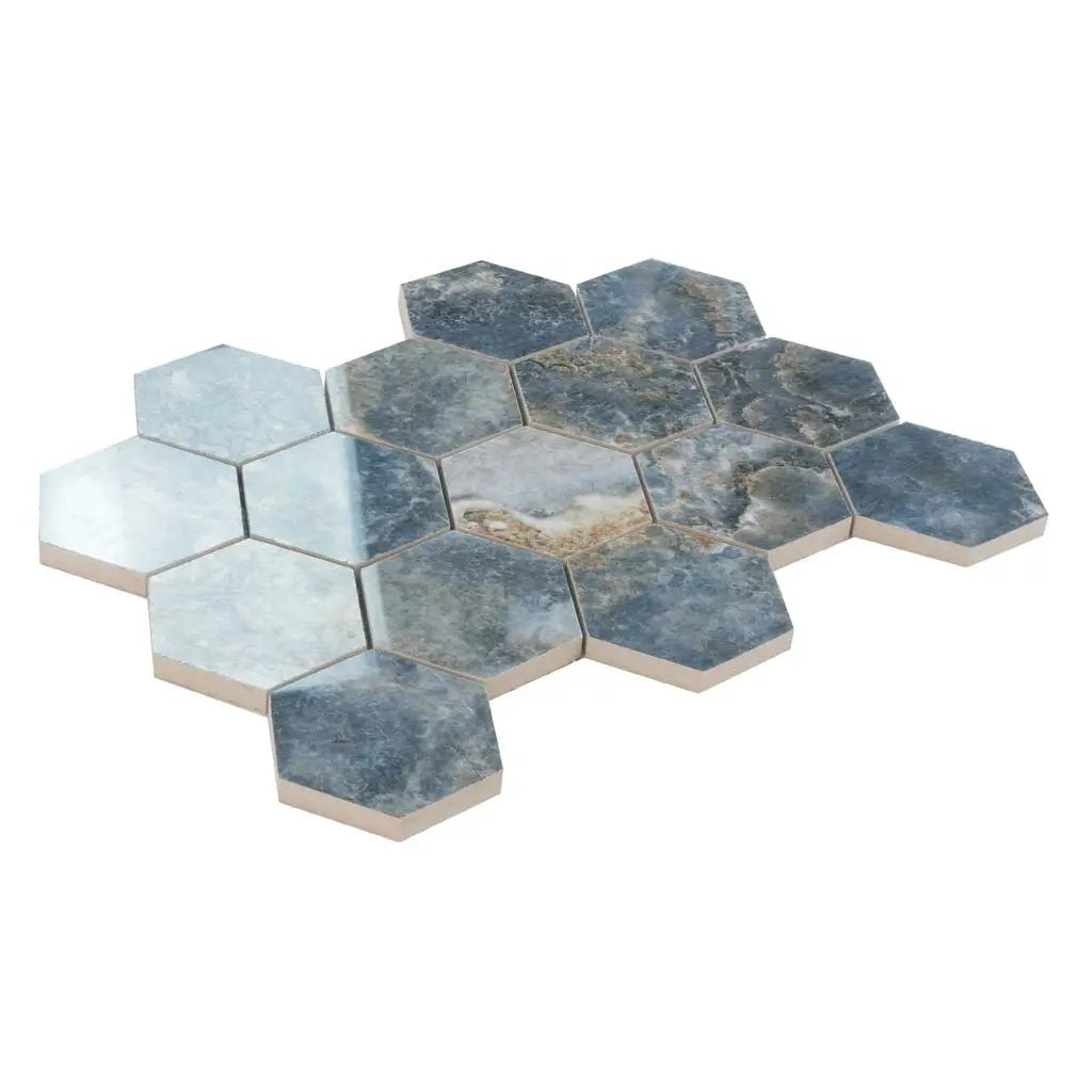 Hale Navy 9x13 Polished Hexagon Porcelain Mosaic Tile (9 pack, 7.09 sq ft/case) by Apollo Tile