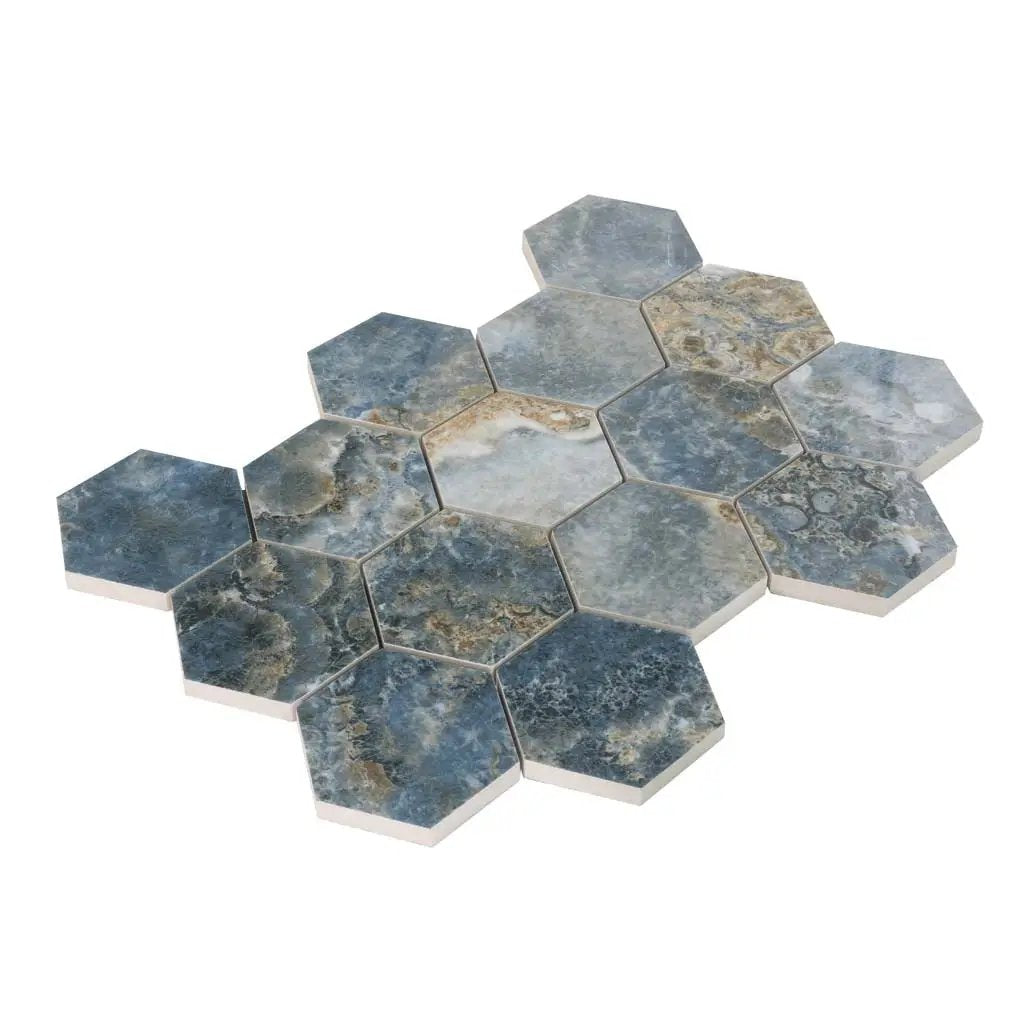 Hale Navy 9x13 Polished Hexagon Porcelain Mosaic Tile (9 pack, 7.09 sq ft/case) by Apollo Tile