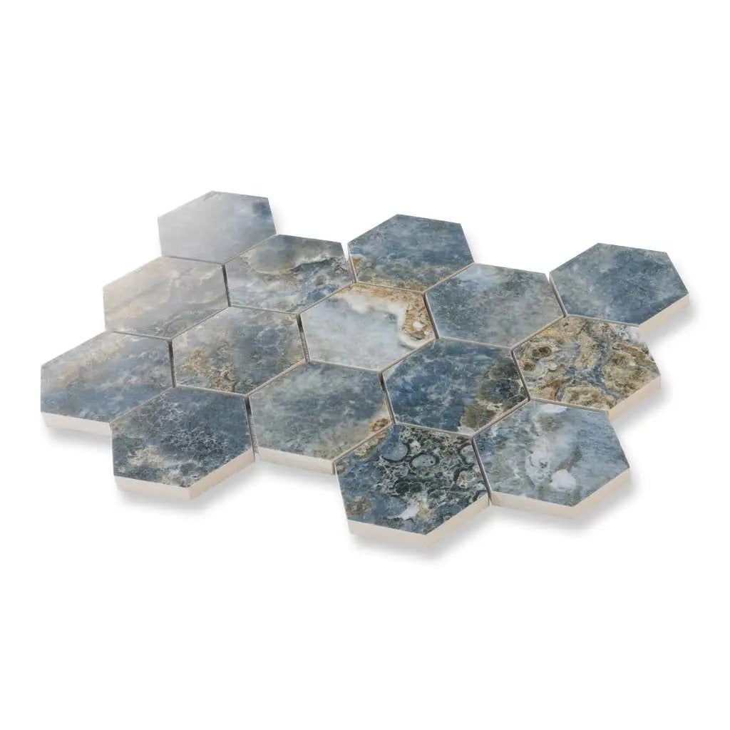 Hale Navy 9x13 Polished Hexagon Porcelain Mosaic Tile (9 pack, 7.09 sq ft/case) by Apollo Tile