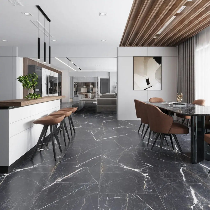 Charcoal Black 24x48 Porcelain Matte Large Format Tile (2 pack, 15.5 sq ft/case) by Apollo Tile