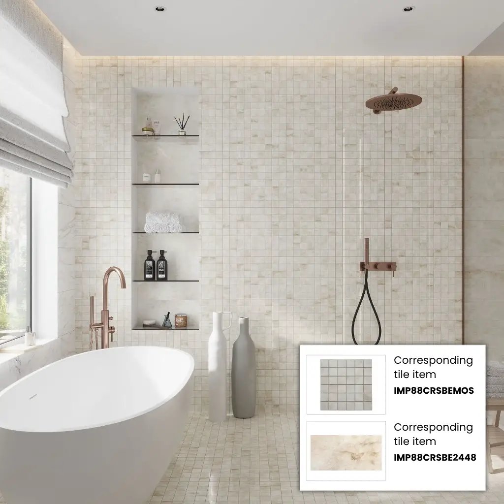 Light Cream Beige 24x48 Lappato Porcelain Large Format Tile (2 pack, 15.5 sq ft/case) by Apollo Tile