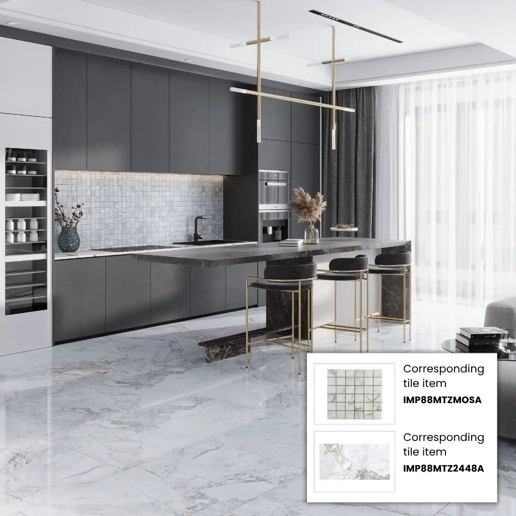 Pale Gray 12x12 Polished Square Porcelain Mosaic Tile (11 pack, 10.65 sq ft/case) by Apollo Tile