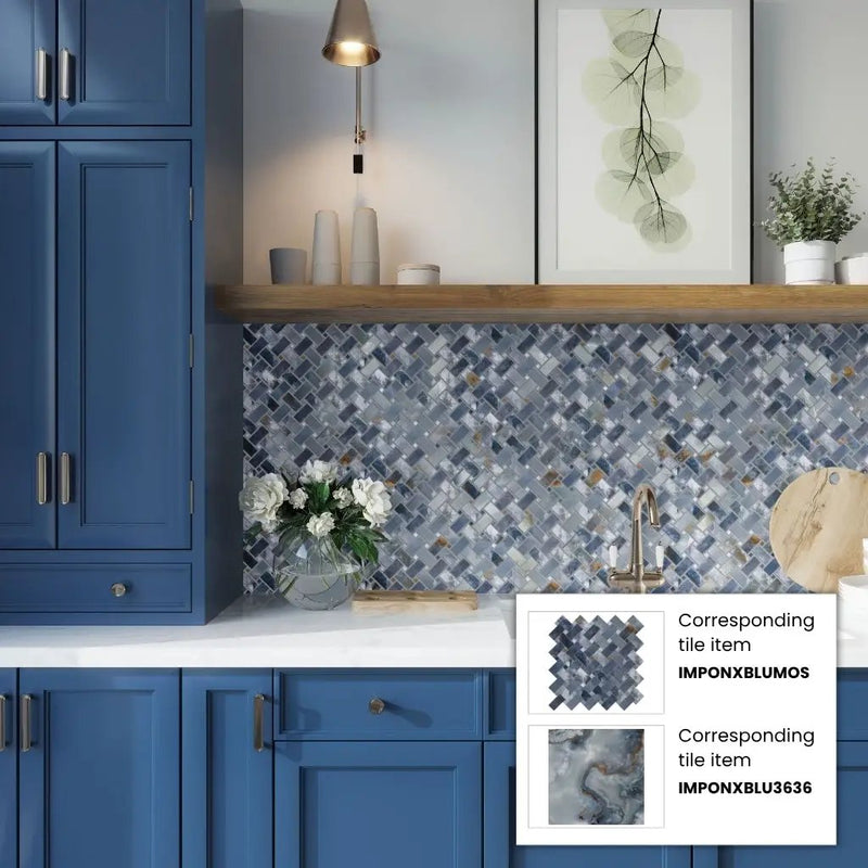 Blue 12x12 Matte Basketweave Porcelain Mosaic Tile (5 pack, 4.84 sq ft/case) by Apollo Tile