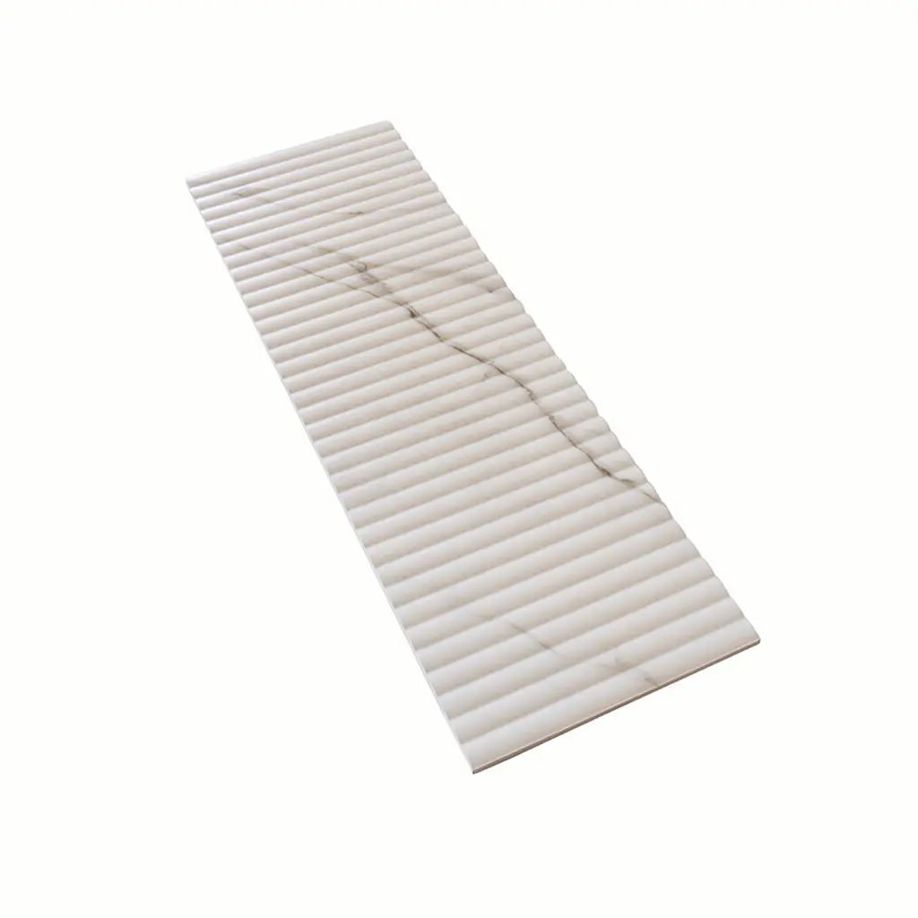 White 12x36 Matte Fluted Ceramic Large Format Tile (4 pack, 11.63 sq ft/case) by Apollo Tile