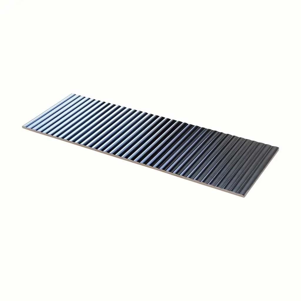 Black 12x36 Matte Fluted Ceramic Large Format Tile (4 pack, 11.63 sq ft/case) by Apollo Tile