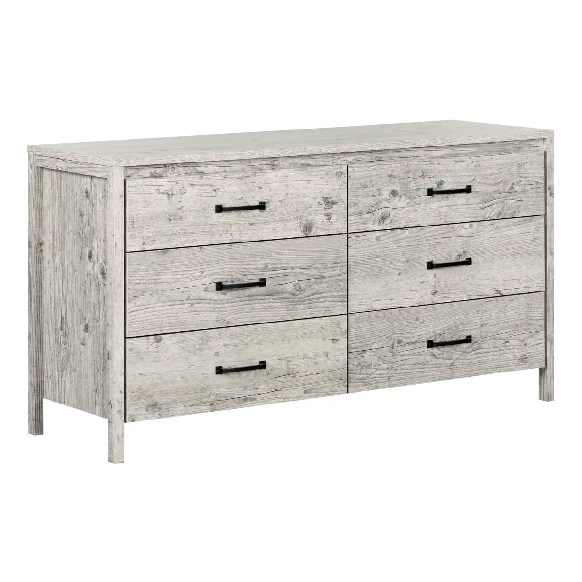 Modern Washed Pine 6 Drawer Double Dresser by HomePacific