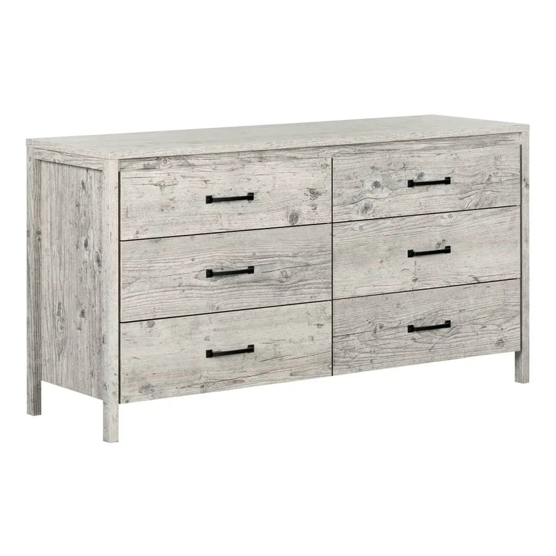 Modern Washed Pine 6 Drawer Double Dresser by HomePacific