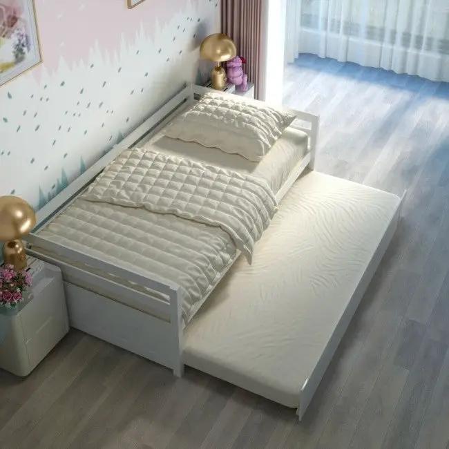 Twin/Twin Dorm Style Trundle Daybed Platform Bed Frame in White by HomePacific