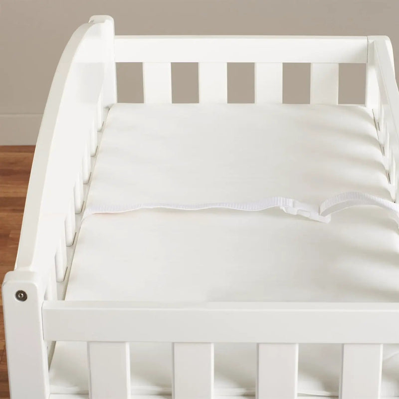 Modern White Wooden Baby Changing Table with Safety Rail Pad and Strap by HomePacific