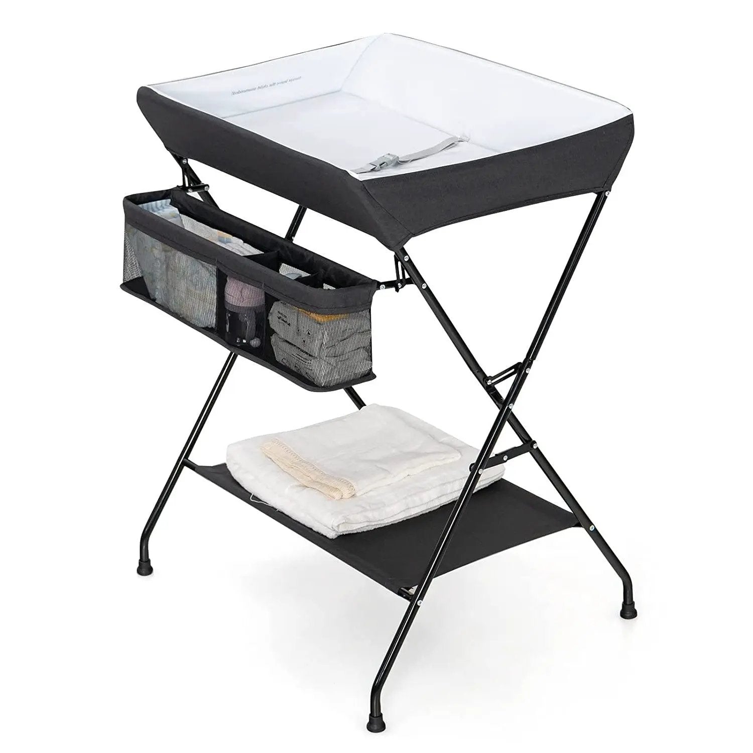 Black Folding Wide Nursery Diaper Baby Changing Table by HomePacific