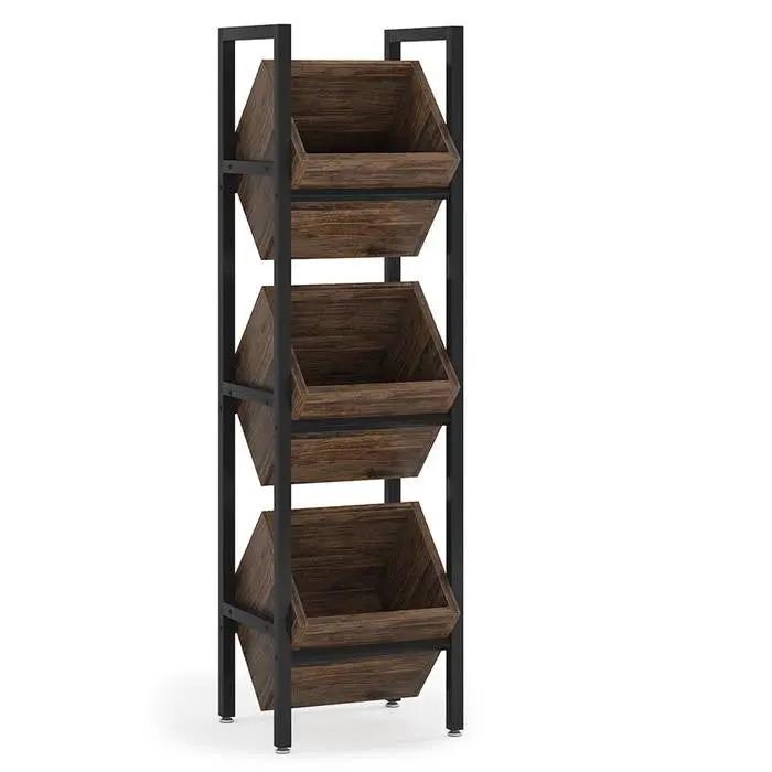 Rustic Farmhouse Industrial 3 Bin 36 Bottle Wine Rack Storage Display Shelf by HomePacific