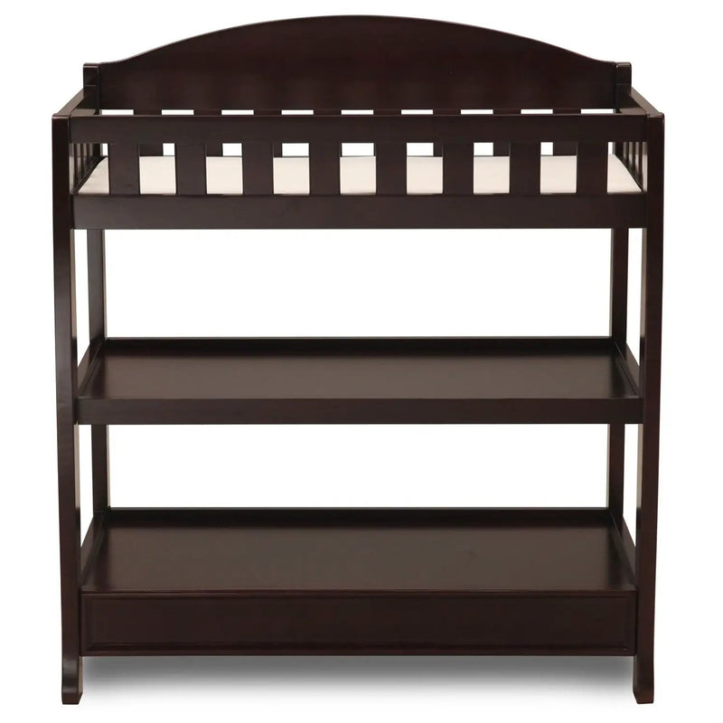 Modern Dark Brown Wooden Baby Changing Table with Safety Rail Pad and Strap by HomePacific