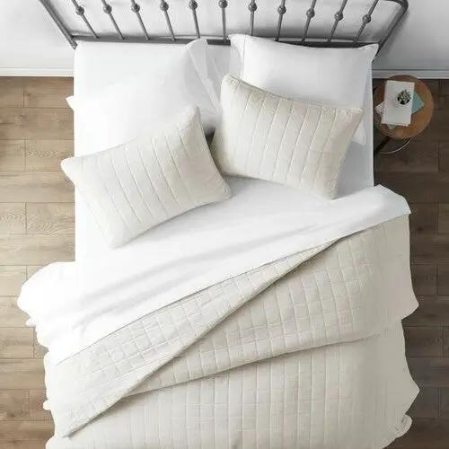 2 Piece Microfiber Farmhouse Coverlet Bedspread Set Ivory, Twin/Twin XL by HomePacific