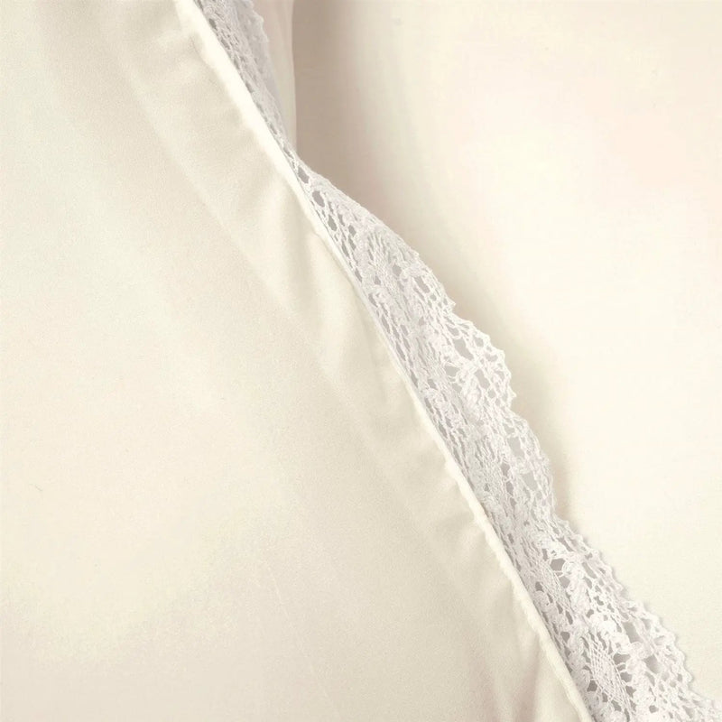 Full/Queen French Country Ivory 5-Piece Lightweight Comforter Set w/ Lace Trim by HomePacific