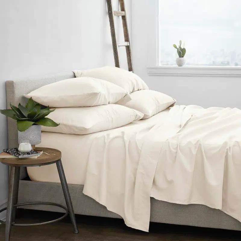 Full size Ivory Beige 6-Piece Wrinkle Resistant Microfiber/Polyester Sheet Set by HomePacific
