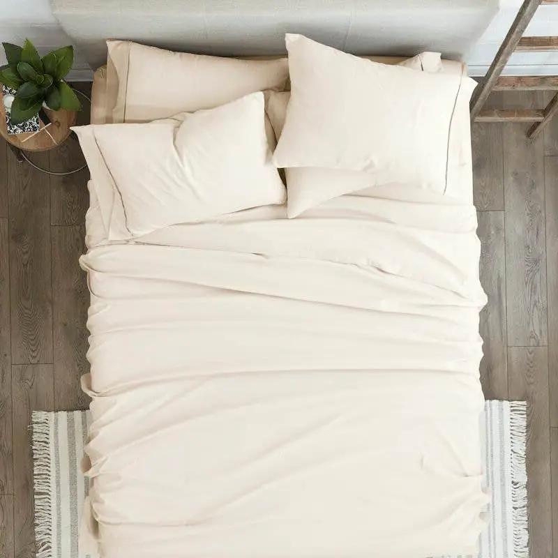 King size Ivory Beige 6-Piece Wrinkle Resistant Microfiber/Polyester Sheet Set by HomePacific
