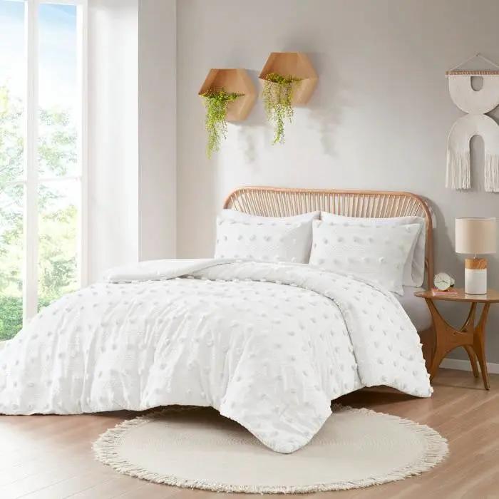King/Cal King 3-Piece Ivory Pompom Microfiber Comforter Set by HomePacific