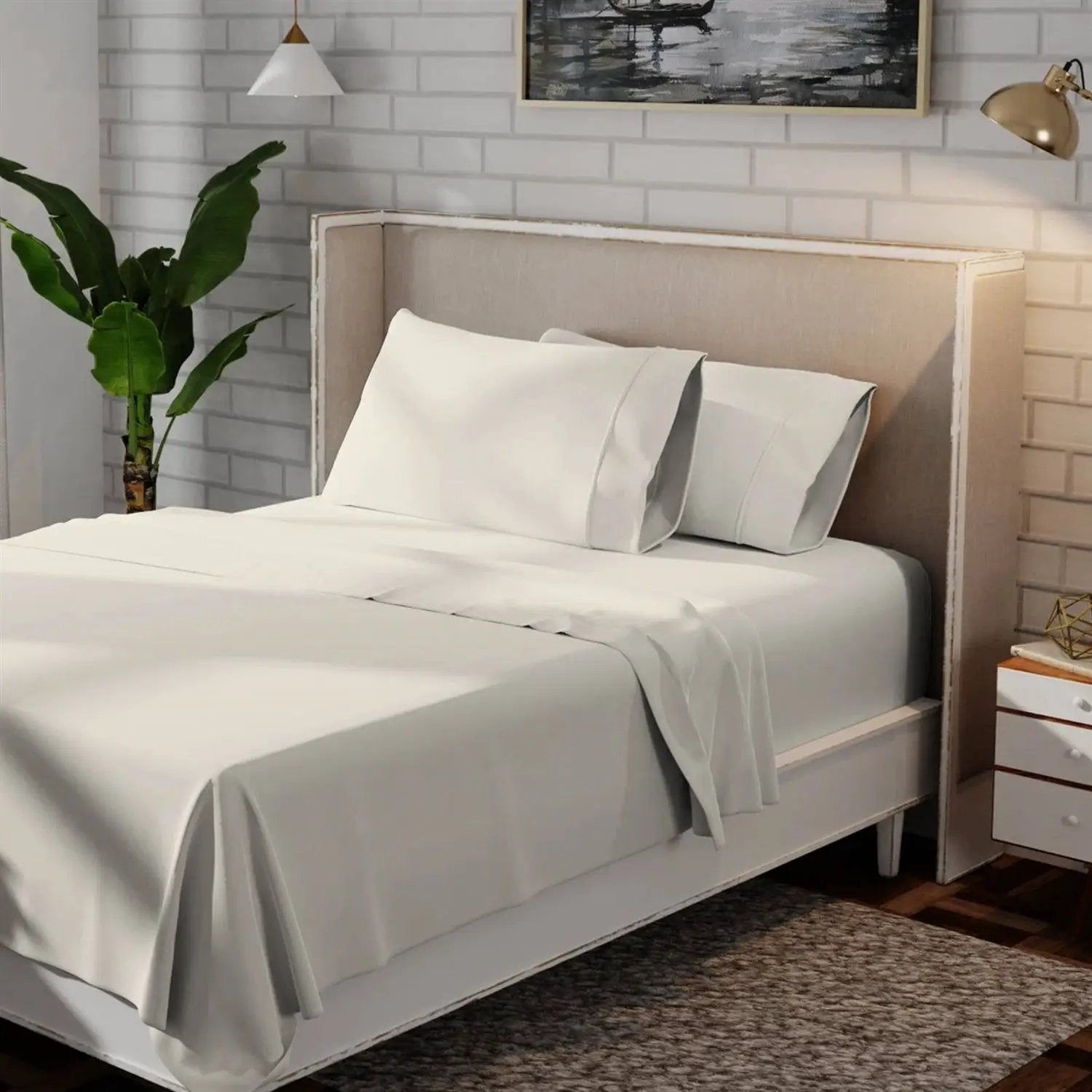 Twin Ivory Beige Off-White Cream 100-Percent Certified Organic Cotton Sheet Set by HomePacific