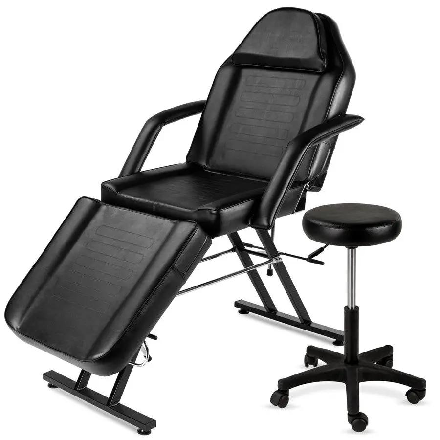 Black Adjustable Massage Bed Salon Chair w/ Hydraulic Stool by HomePacific