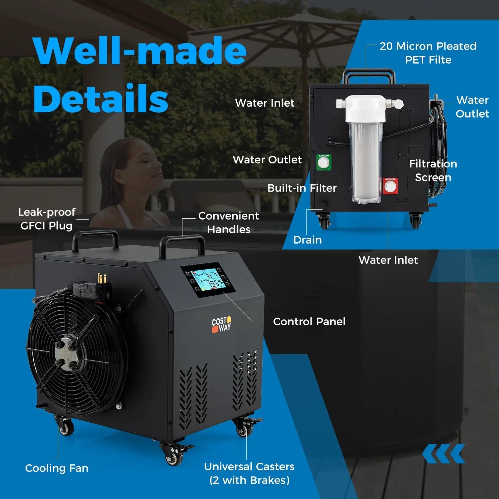 4/5 HP Ice Bath Water Chiller for Cold Plunge Tubs with Compressor-Black by DirectDeals