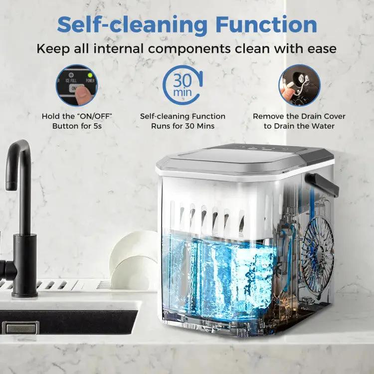 Ice Maker Countertop with Self-Cleaning for Home Kitchen Office Party by DirectDeals