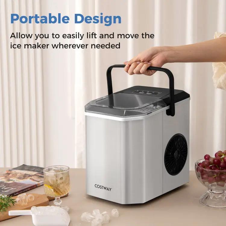 Ice Maker Countertop with Self-Cleaning for Home Kitchen Office Party by DirectDeals