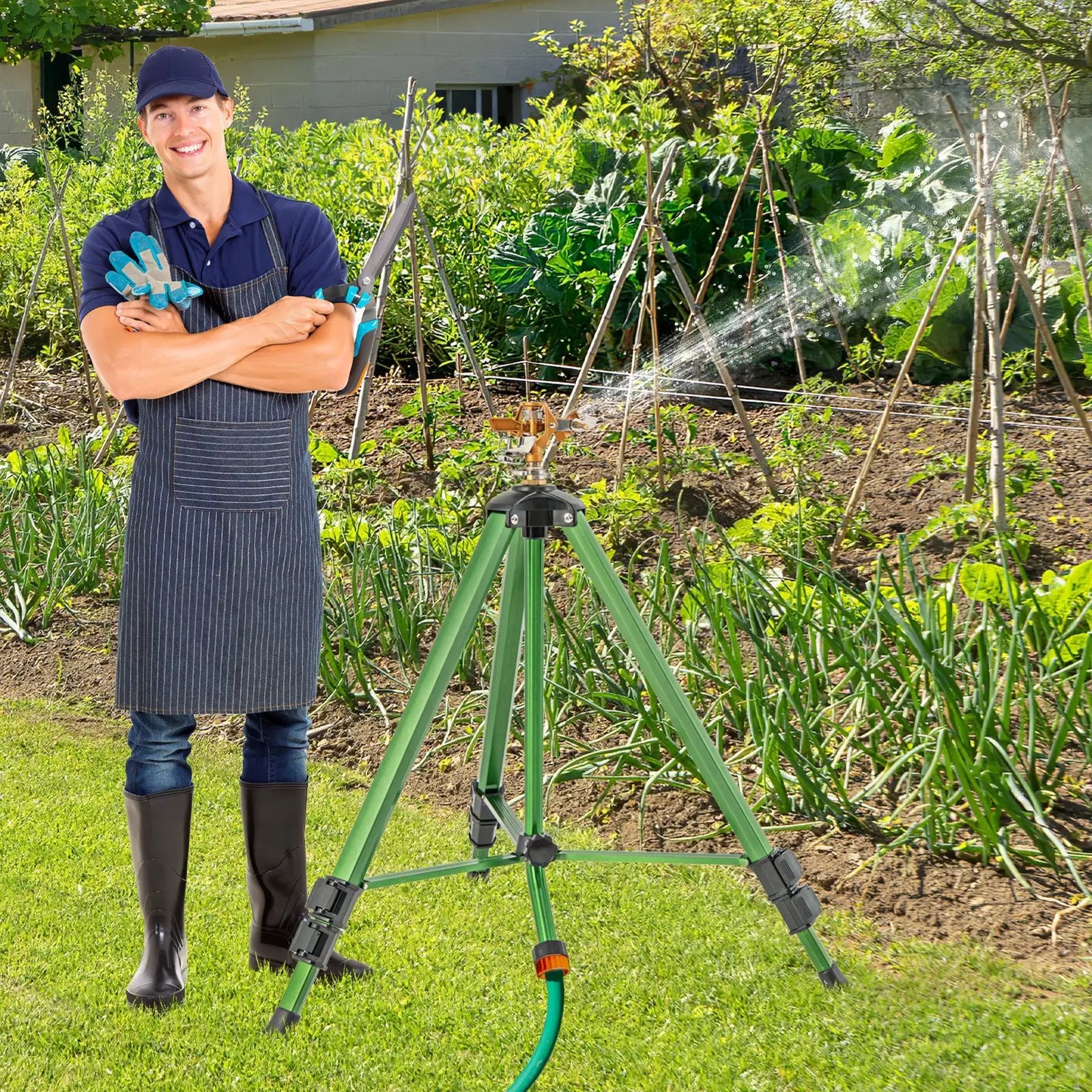 Impact Sprinkler on Tripod Base Set of 2 with 360 Degree Rotation by DirectDeals