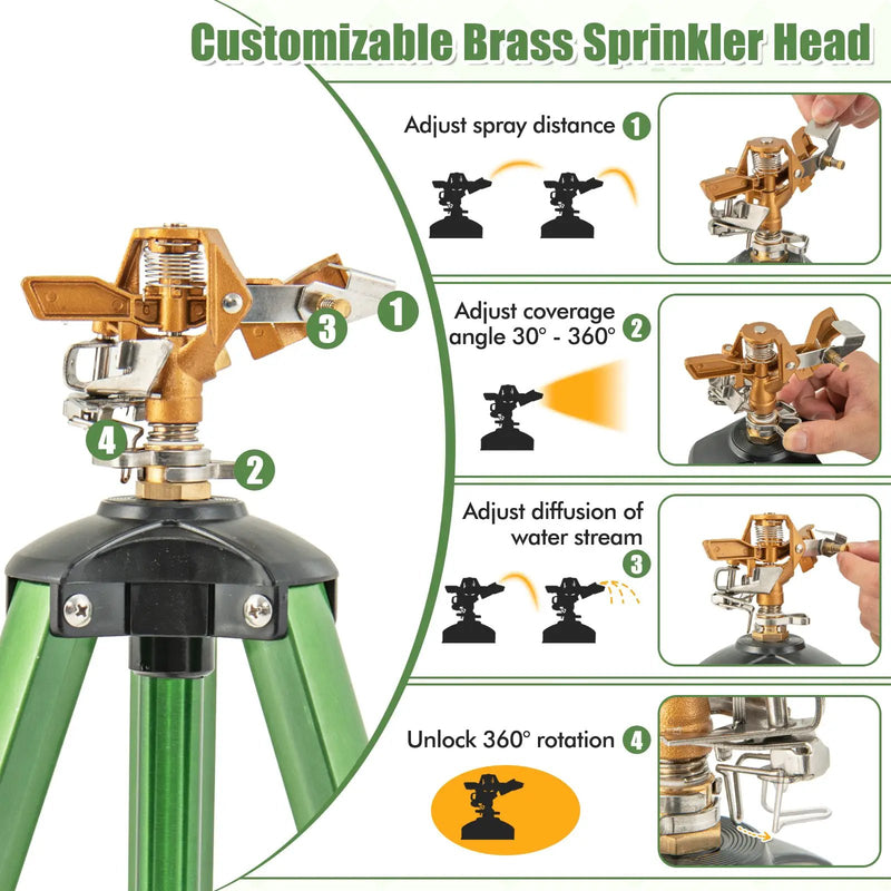 Impact Sprinkler on Tripod Base Set of 2 with 360 Degree Rotation by DirectDeals