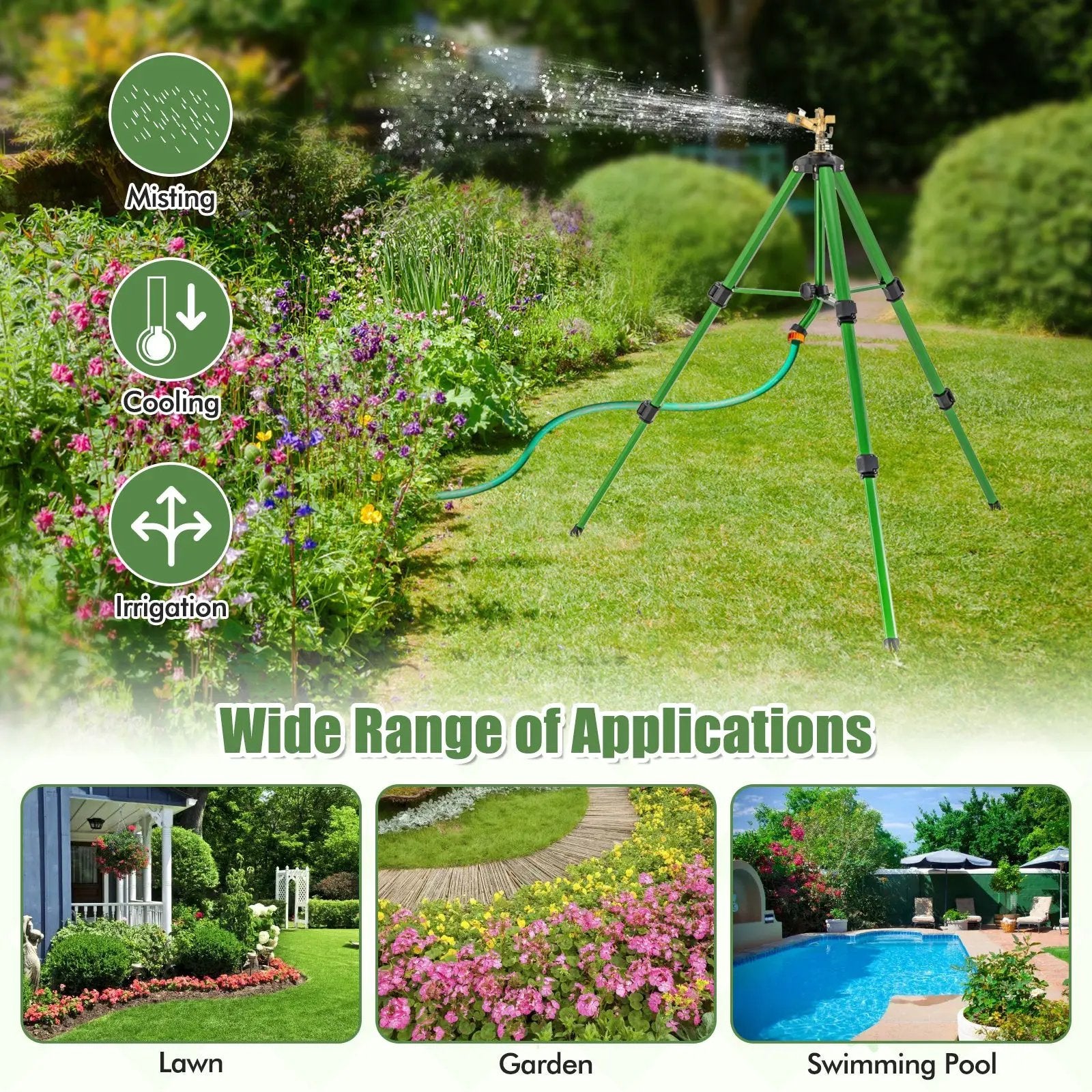 Impact Sprinkler on Tripod Base Set of 2 with 360 Degree Rotation by DirectDeals