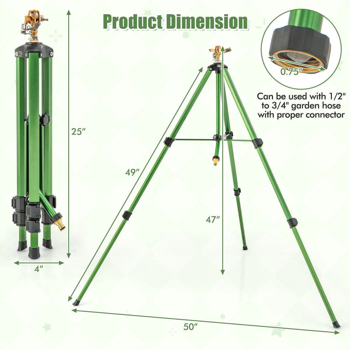 Impact Sprinkler on Tripod Base Set of 2 with 360 Degree Rotation by DirectDeals
