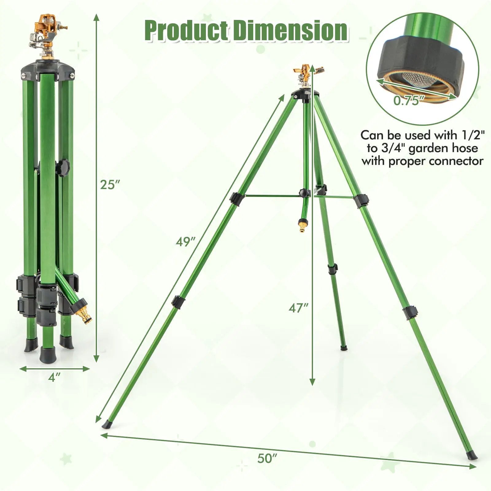 Impact Sprinkler on Tripod Base Set of 2 with 360 Degree Rotation by DirectDeals