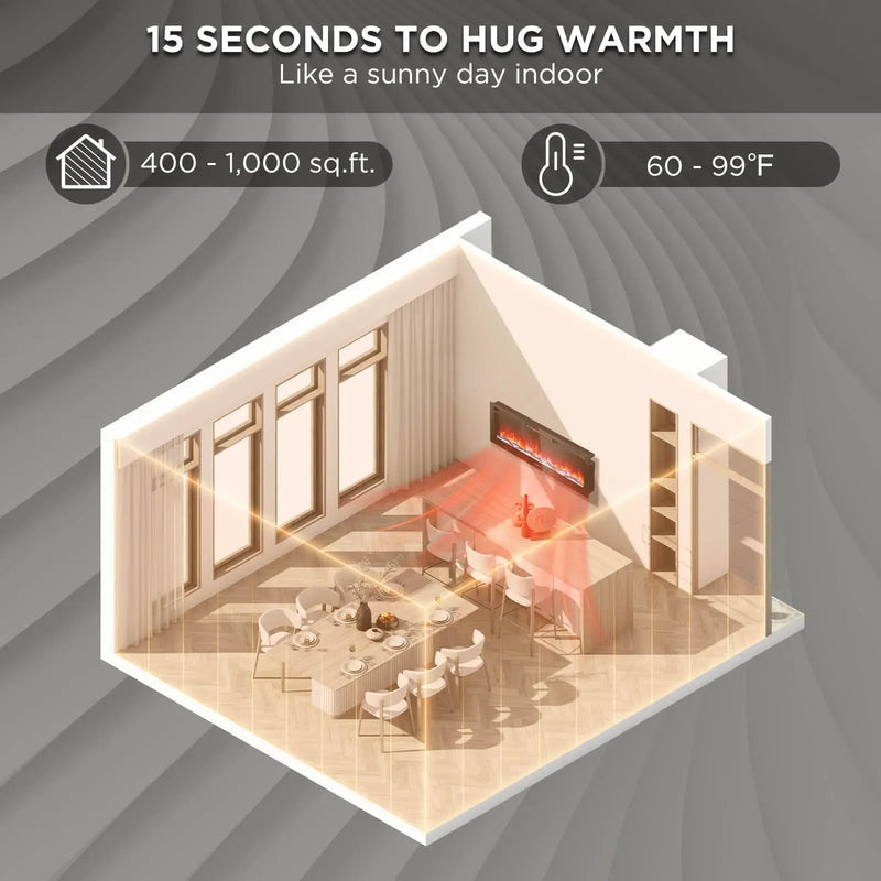 In Flames INF50W-3D WiFi Smart Wall Mounted Electric Fireplace - Tempered Glass by TURBRO