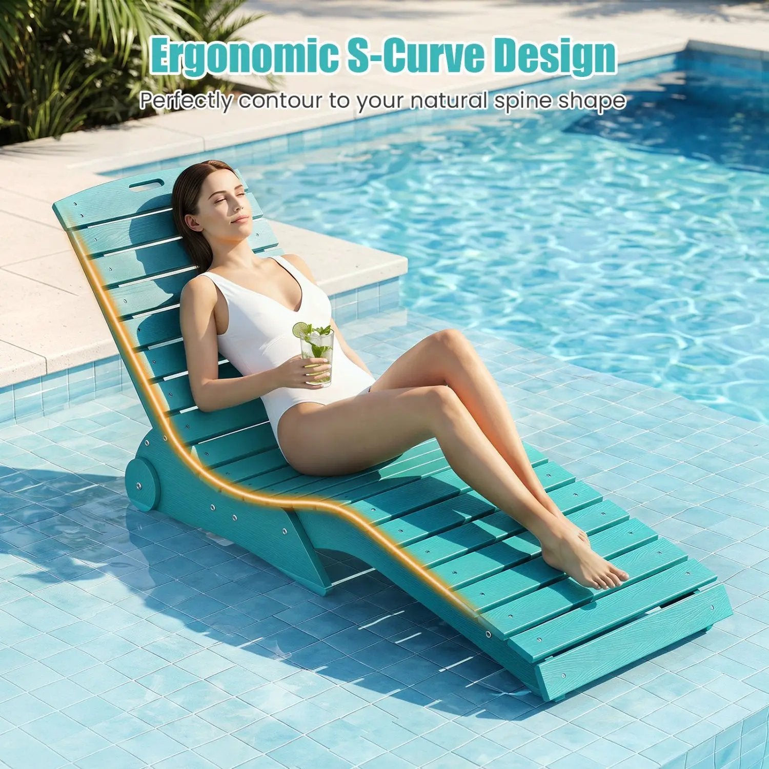In-Pool Lounge Chair with Weighted Anti-Floating Design 450 LBS for Baja Shelf by DirectDeals