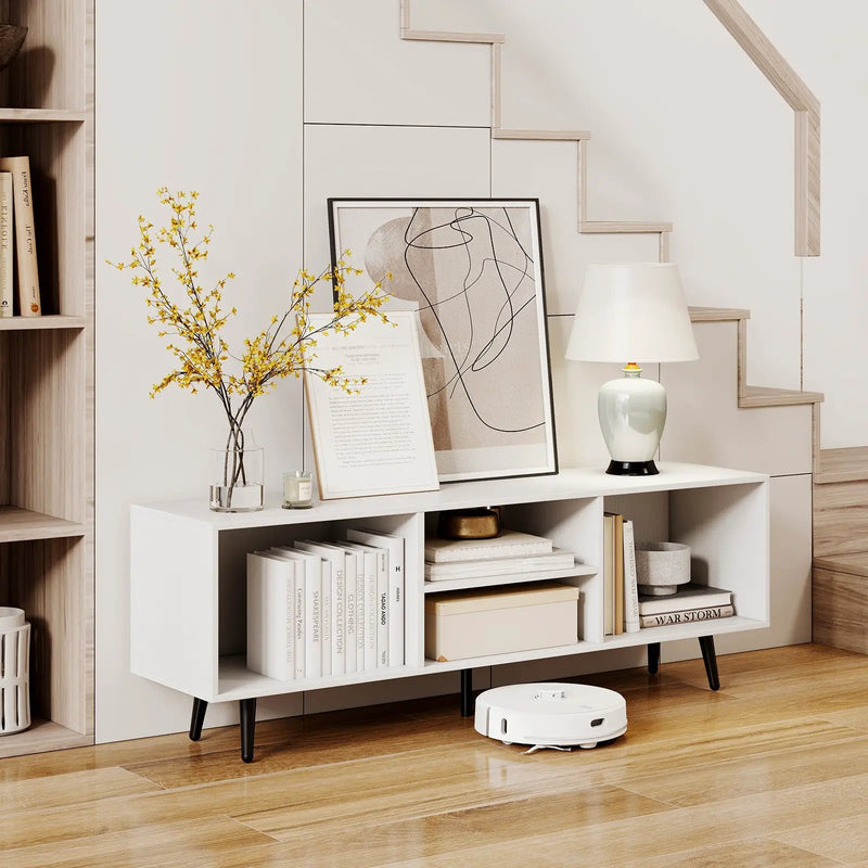 47.5 Inches TV Stand for 55-Inch TV with Compartments and Metal Legs by DirectDeals